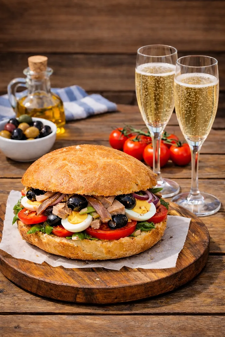Sandwich et champagne déjeuner méditerranéen Inspiring Cote d'Azur