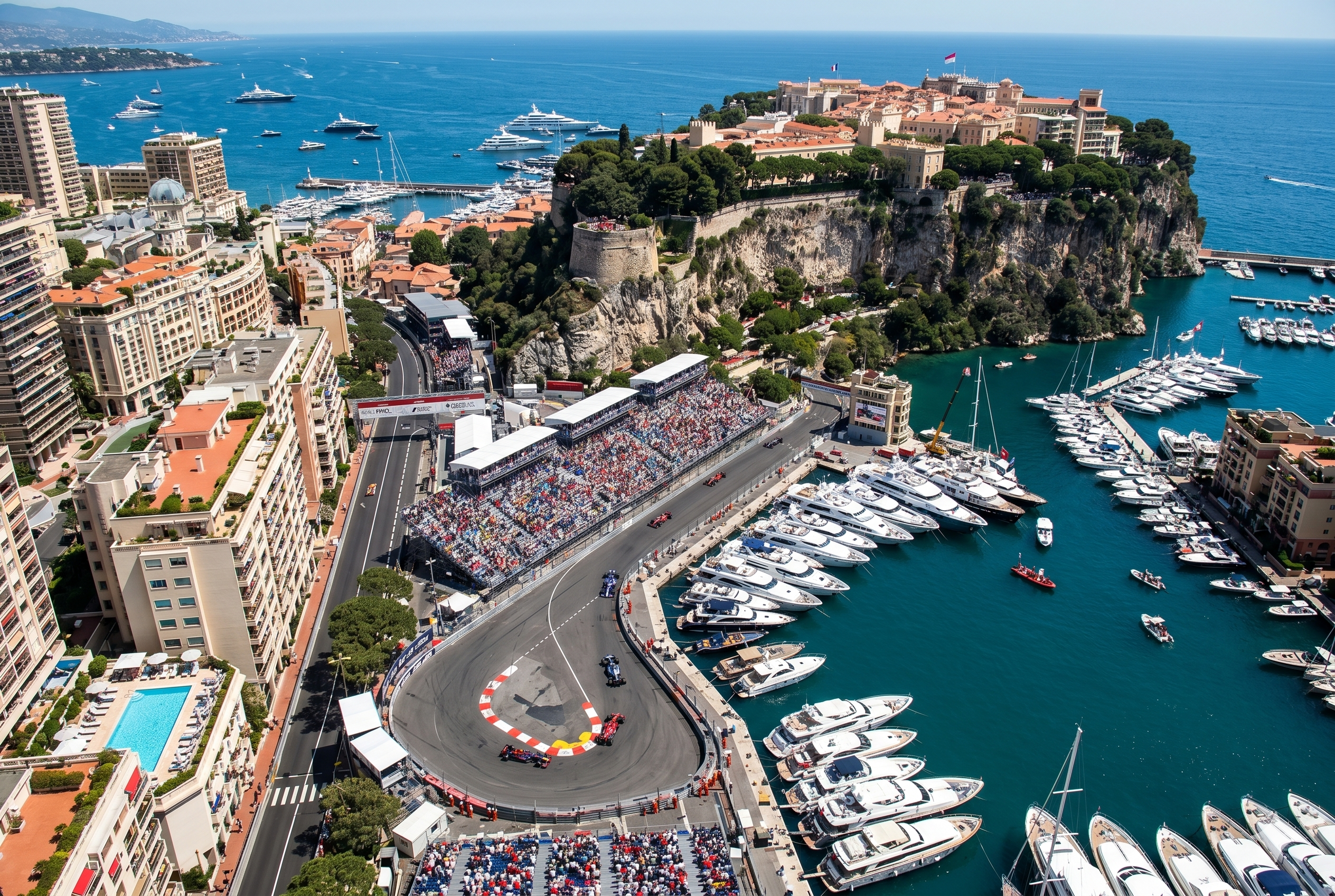 Vue de Monaco avec le Grand Prix